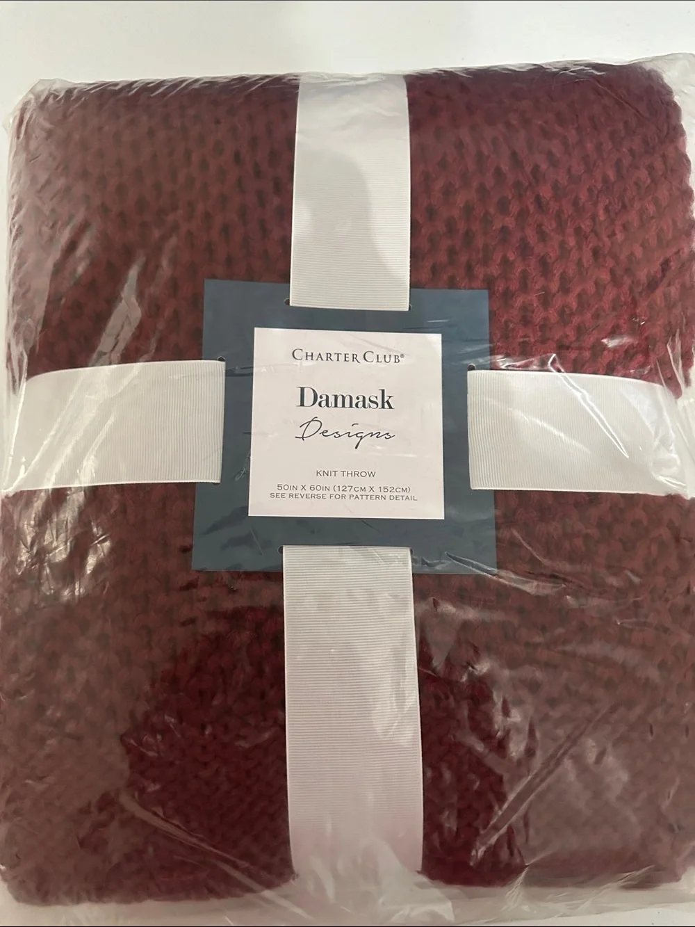 Charter Club Damask Designs Knit Throw Blanket - Deep Burgundy